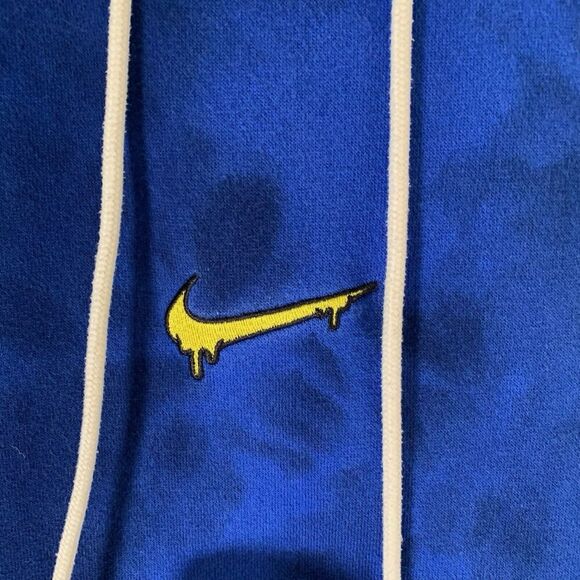 Nike Peace Love Basketball Hoodie Men's Medium Blue Tie Dye Drawstring Pullover - Picture 3 of 10